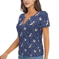 thumbnail image 2 of Wukai Squirrel Flower Casual V-Neck Graphic Tees for Women: Lightweight and Breathable Summer Tops with Stylish Design-XX-Large, 2 of 8