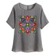 thumbnail image 1 of Camiseta de Mujer Camiseta de Manga Corta Impresión Casual Raglan Suelto de Lino Top Blusas, Cuello de la Tripulación, 1 of 4