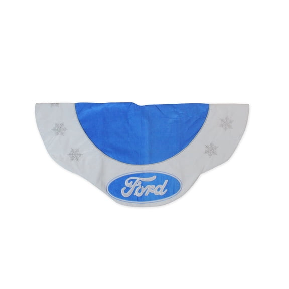45.5" Blue and White Ford Scalloped Christmas Tree Skirt