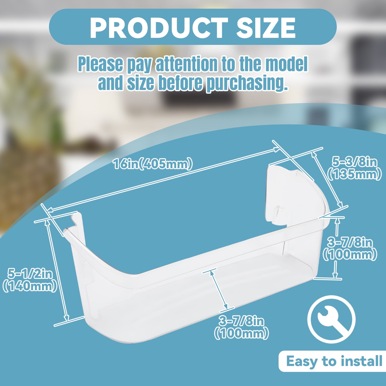 Kojem Door Bin Shelf Compatible with Frigidaire Refrigerator 242126602 FFSS2625TS0