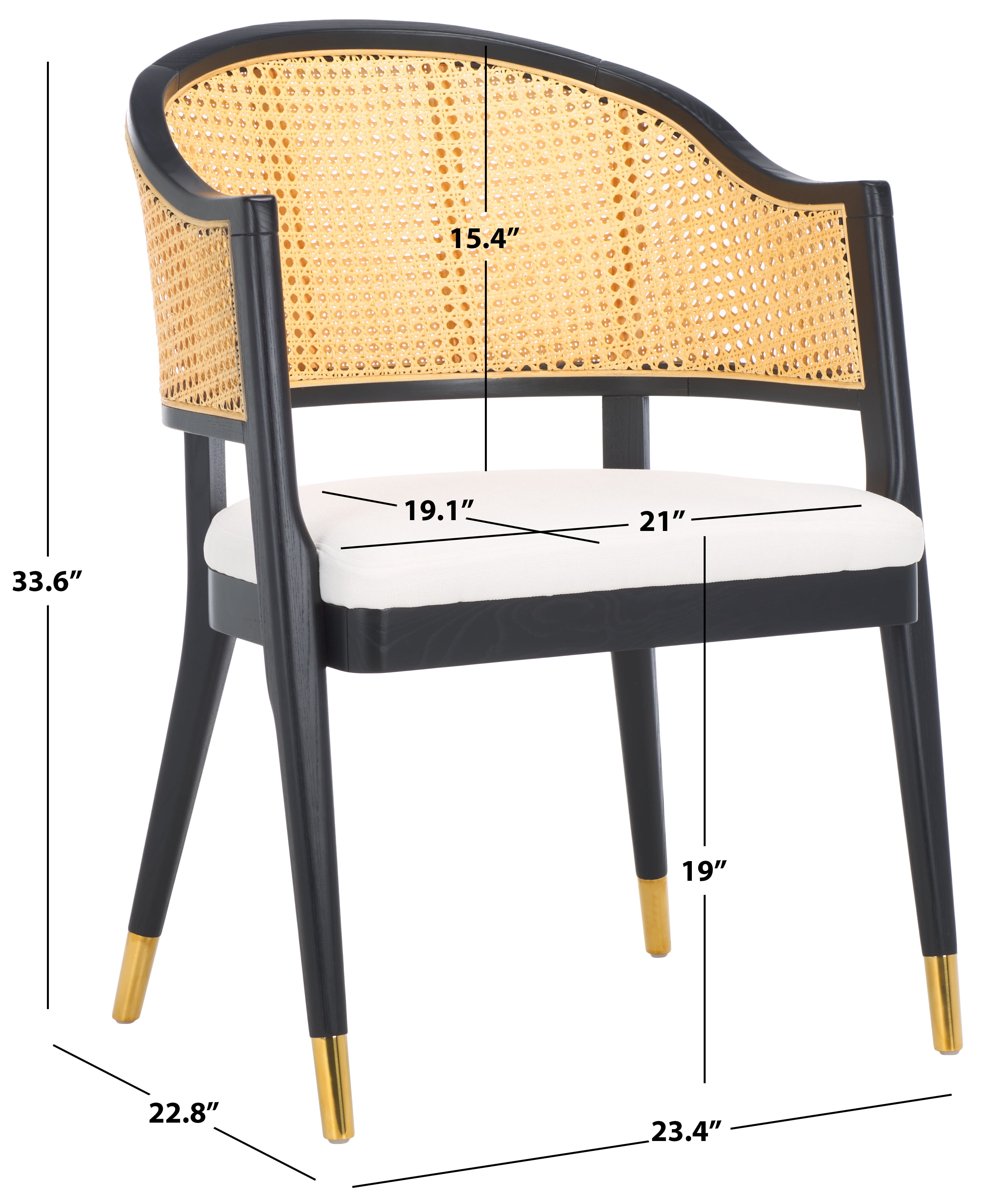 SAFAVIEH Couture Rogue Mid-Century Linen Solid Dining Chair, Black/Natural