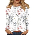 thumbnail image 2 of AOOCHASLIY Women New Tops Three-quarter Flared Sleeve V-neck Floral Printing Shirt, 2 of 5