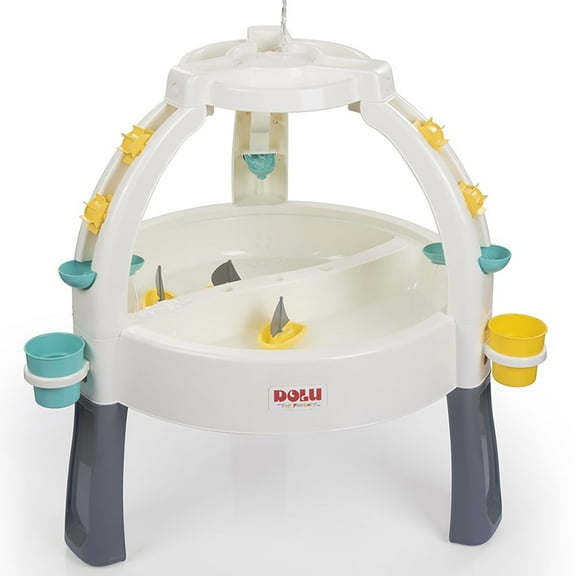 Dolu: Fun Fountain Water Table: White, Green, Yellow - Sand & Water Activity Table, Indoor/Outdoor, Durable Plastic, Sensory Toy, Toddler Kids Ages 2 