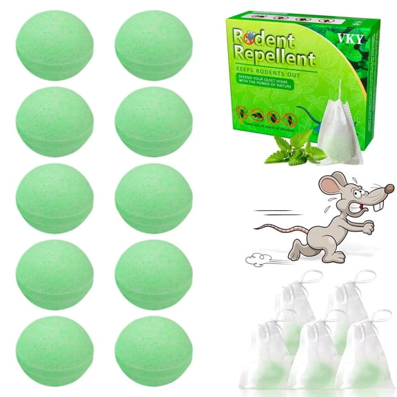 RodentRepellent with Peppermint Oil, Peppermint Oil Balls forRodents Outdoor and Indoor Use, DeterrentRats MiceRepellent for Car,Kitchenvs Moth Balls Traps (10 Pack)