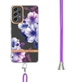 thumbnail image 3 of Flower Pattern Case for Samsung Galaxy A53 5G, Detachable Shoulder Strap Lanyard Crossbody Slim Lightweight Floral Cover with Soft Silicone Shockproof Drop Resistant Case,Purple Begonia, 3 of 7