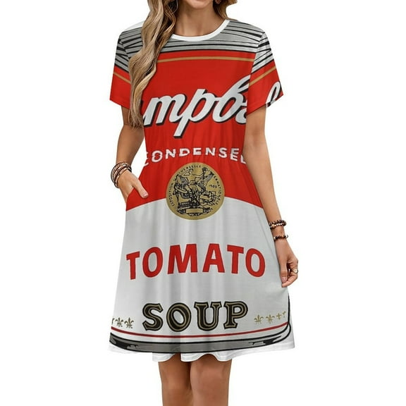 TOMATO SOUP Sundress Short Sleeve Dress Summer Women Clothes Dress for Women Dresses