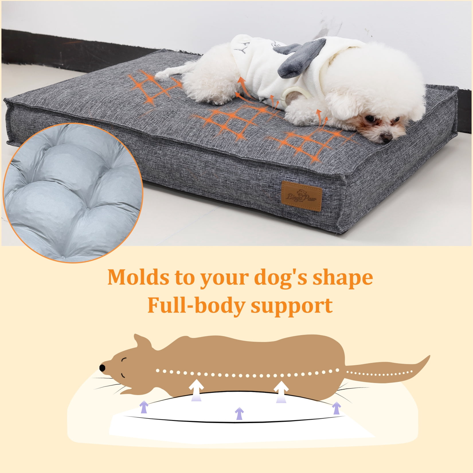 Comfort Dog Bed Pet Pillow Bed Linen Cover Foam Base Cozy Sleep Bed Pet Mat for Cats Kennels XL