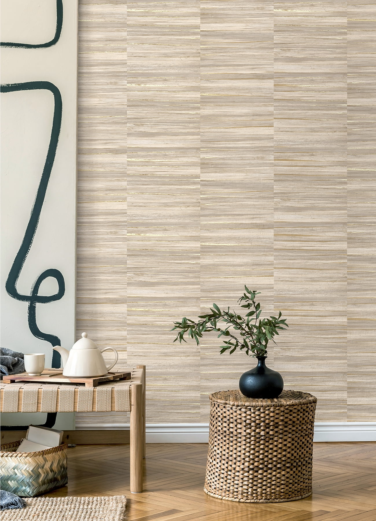 Advantage Rowan Wheat Faux Grasscloth Wallpaper