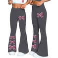 thumbnail image 3 of Fmbrln Womens Yoga Pants Stretchy Workout Gym Pants Fashion Bow Print Casual Flare Leg Pants, 3 of 7