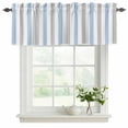 thumbnail image 2 of Light Blue Grey Stripe Valances for Windows, Decorative Rod Pocket Window Valance Curtains, Modern Farmhouse Vertical Striped Short Curtain Drapes for Kitchen/Living Room, 2 Panels, 42" W x 18" L, 2 of 8