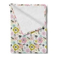thumbnail image 2 of Floral Soft Flannel Fleece Throw Blanket, Leafy Design in Pastel Tones Polka Dots Flowers Brush Dashes Strokes Blossoming, Cozy Plush for Indoor and Outdoor Use, 70" x 90", Multicolor, by Ambesonne, 2 of 5