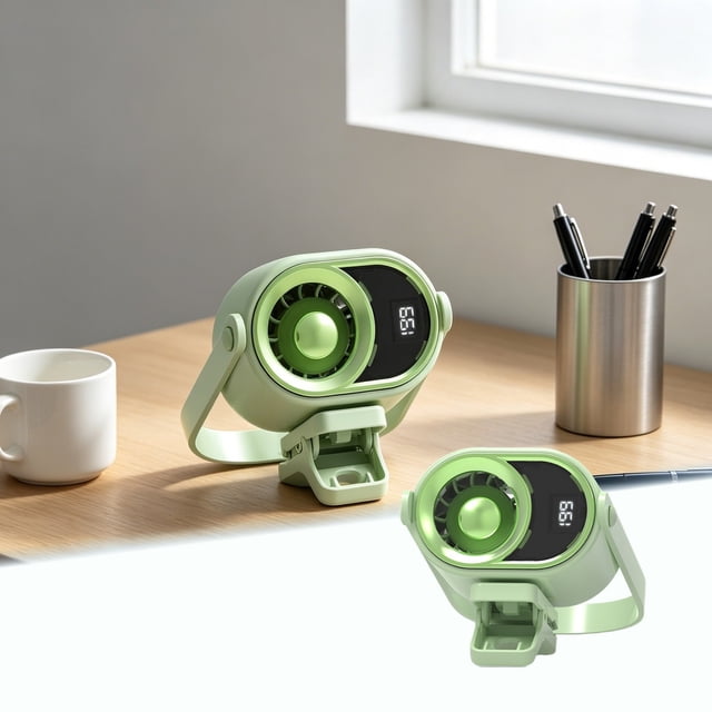 Outdor Air Conditioning Fan 2026 USB Charging Fan Functional LED Display Screen Fan Portable 360° Rotating Fan Suitable For Camping Suitable For Drivers And Passengers