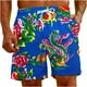 thumbnail image 5 of Puntoco Pantalones Cortos De Playa Para Hombre Bolsillo Con Cordón Pantalones De Media Longitud Con Estampado De Amor Del Día De San Valentín Azul M, 5 of 9