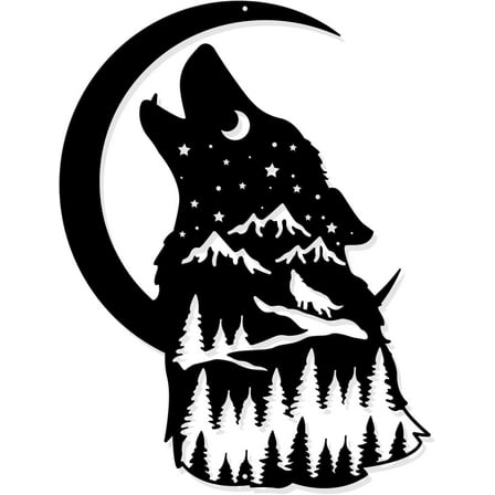 Howling Wolf Metal Wall Art Decor Wildlife Metal Wall Decor Wall Hanging Decor Animal Silhouette Wall Art