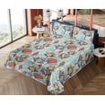 thumbnail image 4 of Ambesonne Floral Design Fitted & Flat Sheet with Shams 4 Pcs Set, Modern Tulip Artwork, Full, Cream Pale Azure Blue Red, 4 of 5
