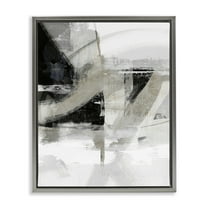 Stupell Industries Neutral Urban Complex Abstract Painting Gray Floater Framed Canvas Art Print Wall Art, 25 x 31