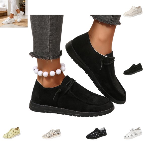 YOUYEDIAN Loafers for Women Fashion Slip On Comfortable Strap Design Flats Versatile Casual Round Toe Walking Shoes