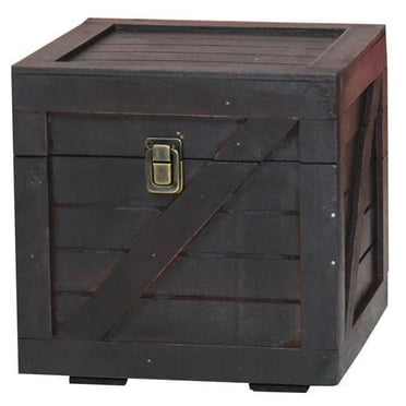 8.5 x 8.5 x 8.5 in. Stackable Wooden Cargo Crate Style Storage Chest, Black