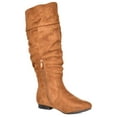 thumbnail image 2 of Women PU/Suede Wide Calf Knee High Boots Slouch Flat Heel Booties Shoes BLVD-W WIDE/CALF/TAN Size 9.5, 2 of 3