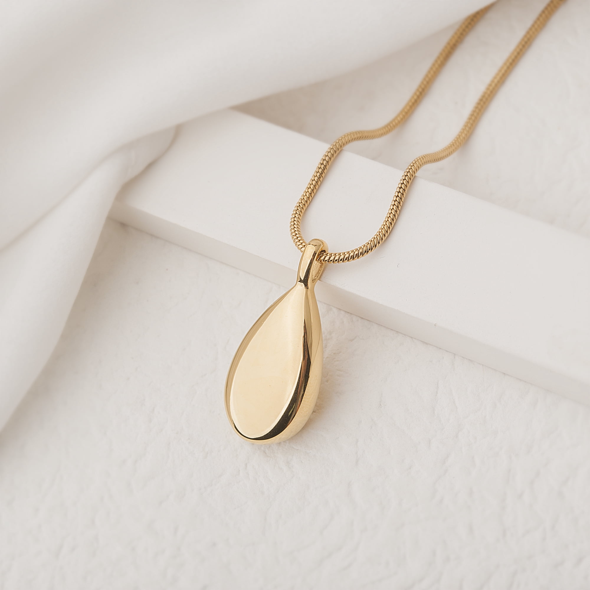 Anavia Memory Teardrop Keepsake Ashes Necklace, Urn Pendant Cremation Memorial Jewelry, Urn Necklace for Human Ashes - [Gold Necklace]