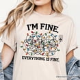thumbnail image 2 of I&rsquo;m Fine Christmas Lights T‑Shirt, Funny Holiday Humor Tee for Stressed Festive People, 2 of 6
