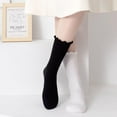 thumbnail image 4 of Womens Ruffle Socks Fashion Breathable Solid Color Turn-Cuff Cute Girls Ankle Socks 3 Pairs, 4 of 7