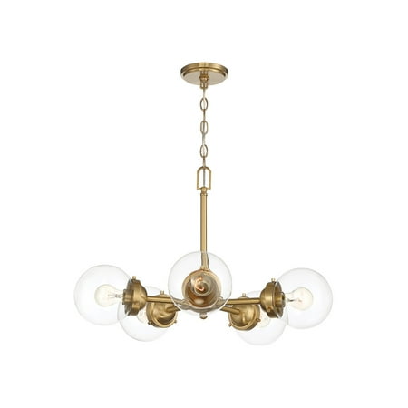 

Brushed Gold Tone Finish Chandeliers 26 Wide Clear Glass Medium Base 5 Light Fixture