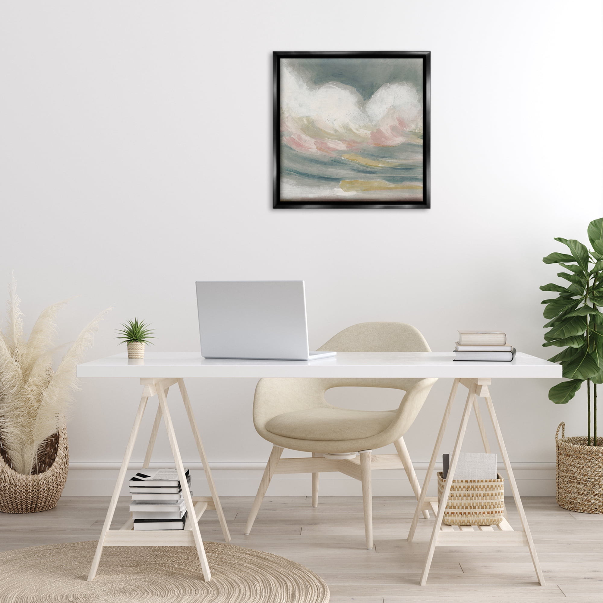 Stupell Industries Stormy Rolling Waves Landscape Painting Black Floater Framed Canvas Art Print Wall Art, 25 x 25