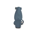 thumbnail image 3 of BLISSFUL STEP Women's Shoes Open Toe Mid Block Heel Ankle Strap Faux Suede Sandals Blue 7, 3 of 8