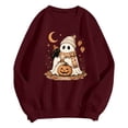 thumbnail image 2 of Enyan Halloween Shirt Women Spooky Season Long Sleeve Ghost Graphic Shirt Fall Pumpkin Tops Halloween Tshirt Women Wine,XXL, 2 of 6