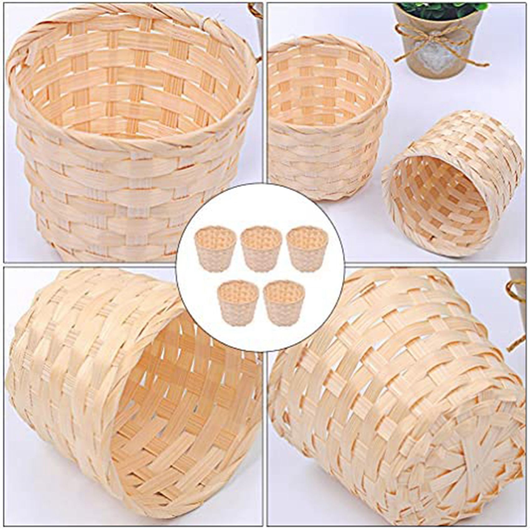 10/6 Pcs Woven Basket Mini Wooden Baskets Embellishments Crafting Flower  Decorative Pen Holder Toy House