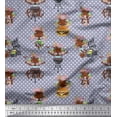 thumbnail image 1 of Soimoi Moss Georgette Fabric Dot,Text & Unicorn Girl Cartoon Decor Fabric Printed Yard 42 Inch Wide, 1 of 3