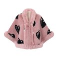 thumbnail image 2 of Fewfanhot Faux Fur Trim Printed Poncho Cape, Warm Fleece Lined Open Front Wrap Coat for Women Winter, 2 of 6