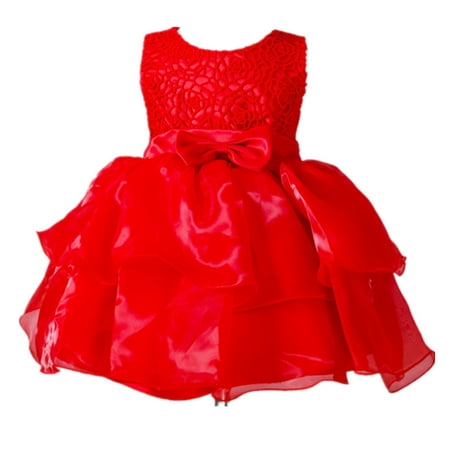 

QWERTYU Newborn Infant Baby Bow Sleeveless Dress Tulle Tutu Sundress Summer Dresses for Girls 0-24M S