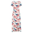 thumbnail image 5 of Nmnitkp Independence Day Womens Dresses Trendy Styles,Dresses for Women Short Sleeve Round-Neck Dress Printed Long Dresses Pocket, 5 of 5