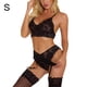 thumbnail image 1 of Conjunto de ropa interior sexy Sujetador de encaje floral Panty Ropa de dormir para mujer Regalo, Negro, S tholdsy XX000056-01, 1 of 7