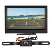 Backup Rear View Car Camera Screen Monitor System - Parking & Reverse Safety Distance Scale Lines, Waterproof, Night Vision, 170 View Angle, 5" LCD Video Color Display for Vehicles