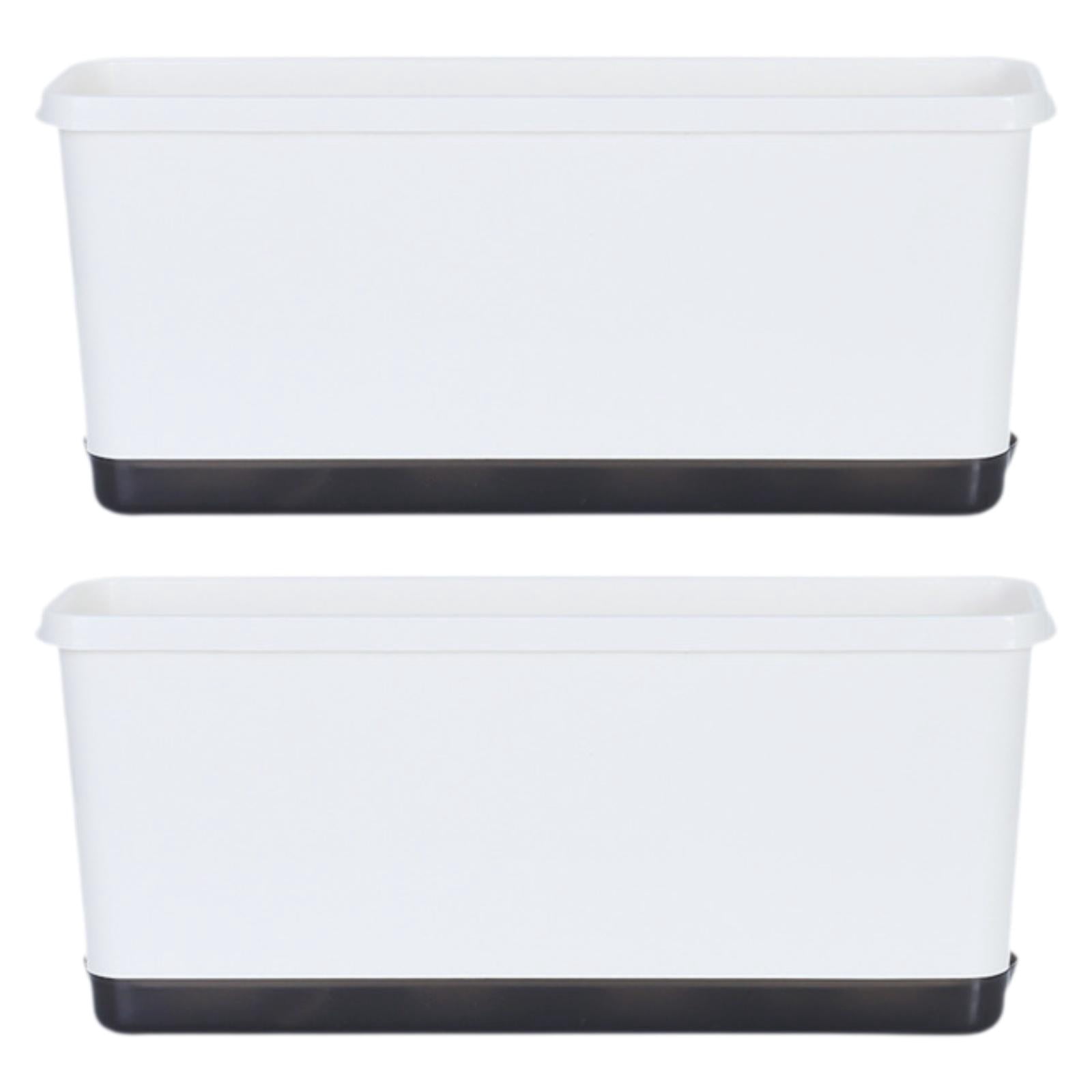 Bothyi 2 Pieces Window Box Planter Flower Pot Accessories Versatile with Drainage Holes White