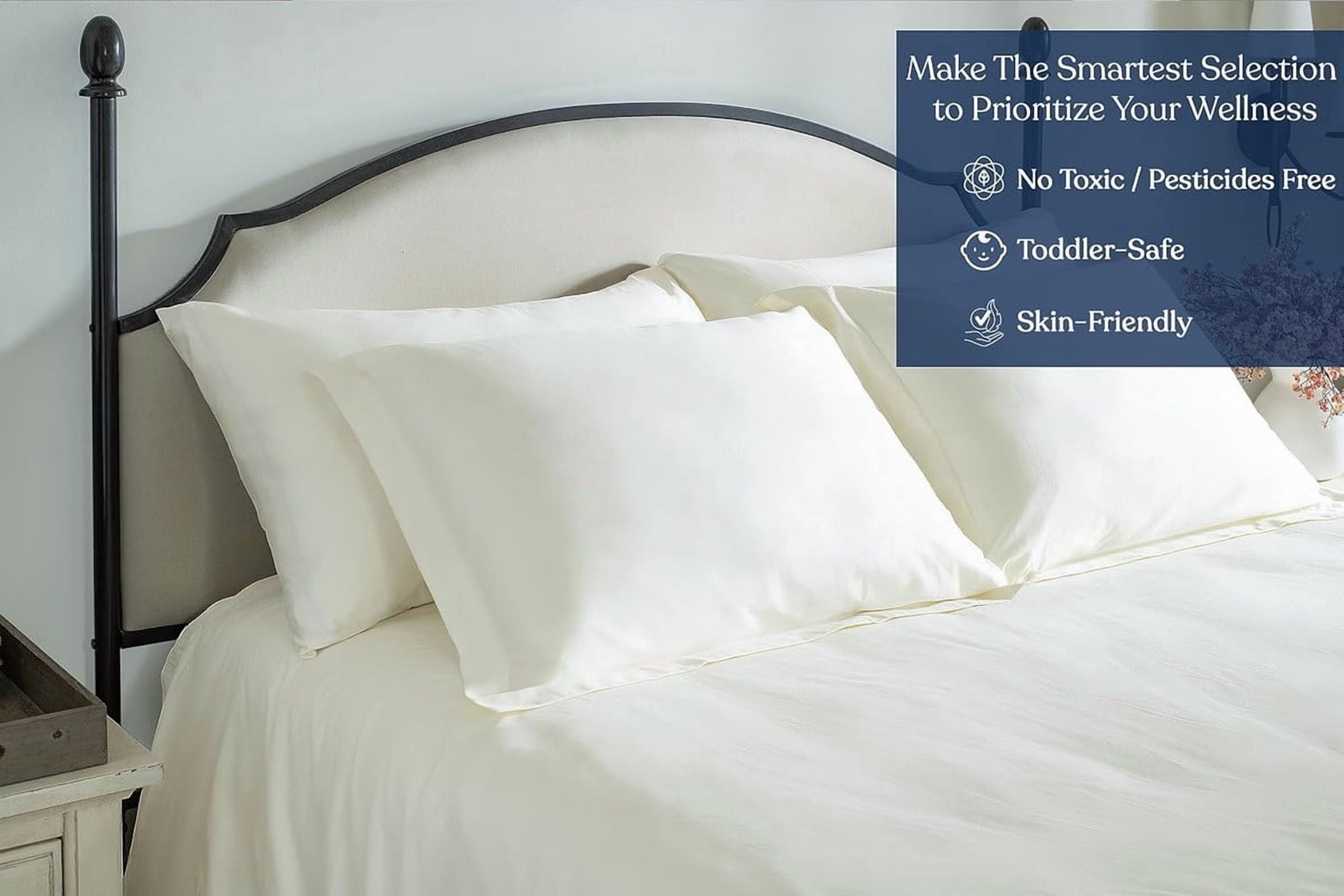 Delara Twin 2-Piece GOTS Organic Cotton Fitted Sheet Set, 400TC Long-Staple, Moisture-Wicking, Smooth & Breathable, Deep Pocket, Ivory