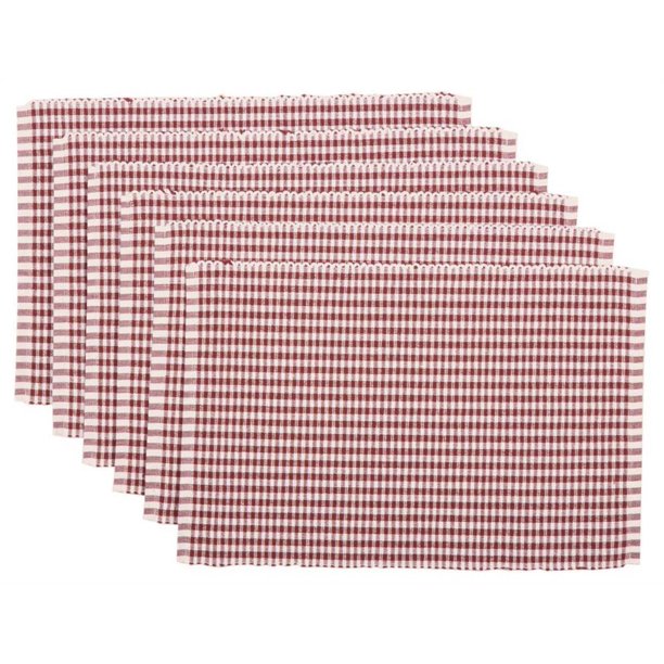 Rust Orange Farmhouse Tabletop Kitchen Tara Cotton Plaid Rectangle Placemat Set of 6 Walmart
