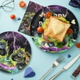 thumbnail image 6 of 96 Pcs Party Plates, Monster Truck Birthday Paper Plates and Napkins and Cups Party Supplies for Monster Trcuck Theme Birthday for Kids, Serve for 24 Guests, Purple and Green, 6 of 6