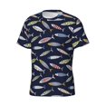thumbnail image 3 of Yiaed Sardine Print Mens Short Sleeve Tight Fit T-Shirt, Crewneck Casual Tee-Small, 3 of 5