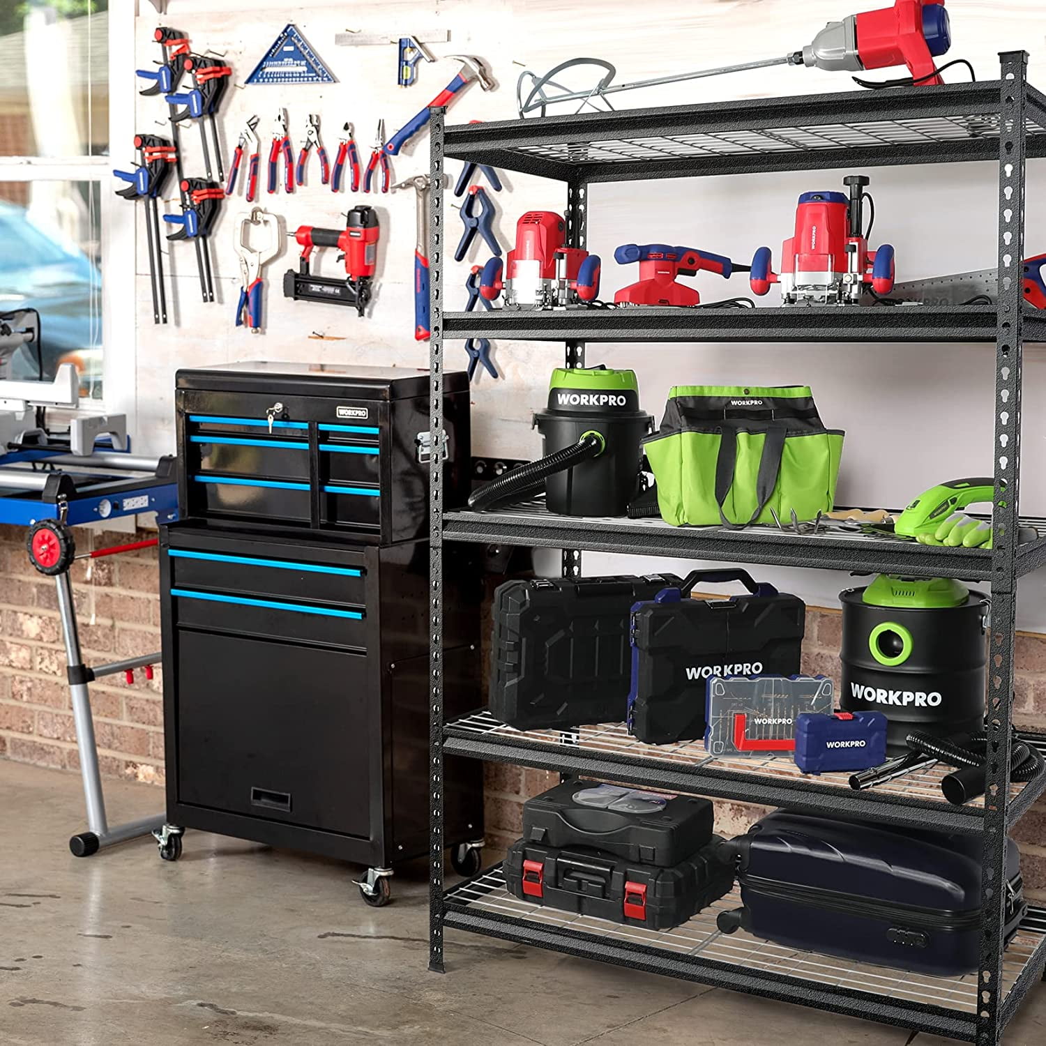 WORKPRO 5-Tier Metal Storage Shelving Unit, 48"W x 24"D x 72"H, 4000 lbs Load Capacity (Total), Black