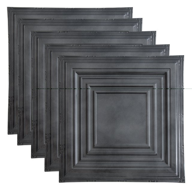 Great Lakes Tin Detroit Argento 2ft x 2ft Nail Up Ceiling Tiles (5 Pack)