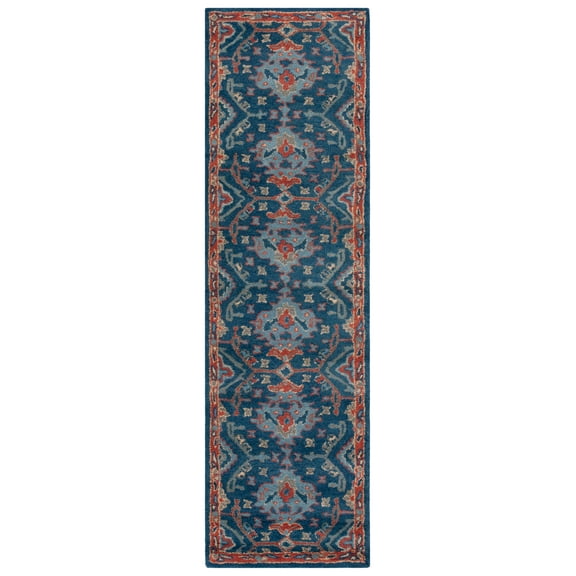 SAFAVIEH Heritage Petrina Floral Wool Runner Rug, Blue/Multi, 2'3" x 8'