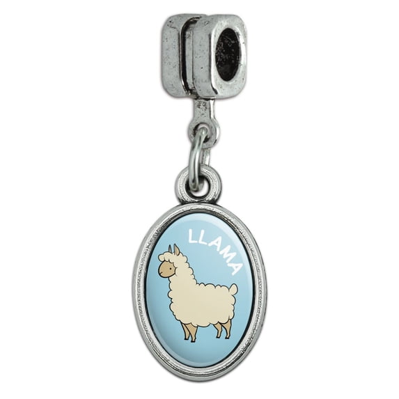 Llama Cartoon Italian European Style Bracelet Oval Charm Bead