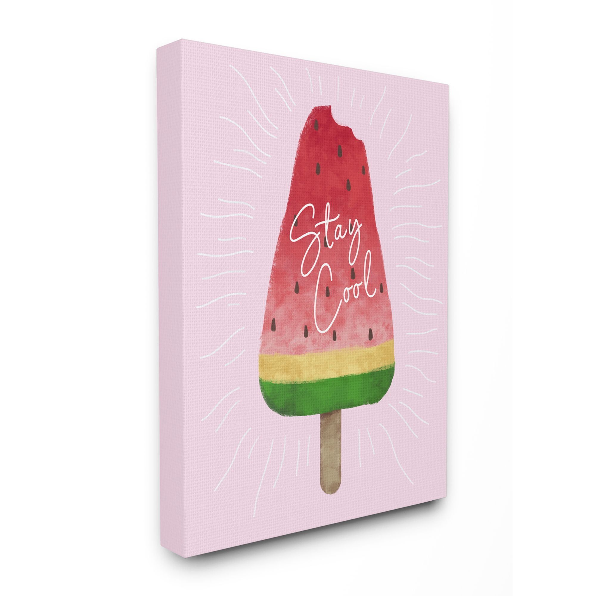 Canvas Stupell Industries Stay Cool Watermelon Ice Cream Pink Red Kids Nursery Design by Artist Ziwei Li Wall Art 16 x 20