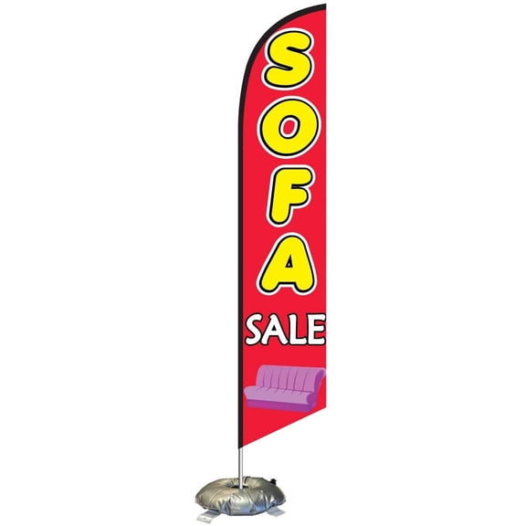 Sofa Sale Feather Flag Kit with Cross-Base and Weight-Donut, Outdoor Advertising Banner Swooper Flag
