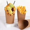 thumbnail image 7 of Trianu 50 Pcs French Fries Holder, 12 oz Kraft Paperr Charcuterie Cups Disposable, Mini Party Serving Boxes Containers for Popcorn, Appetizer, Dessert, Cheese, Wedding Food (Brown), 7 of 7