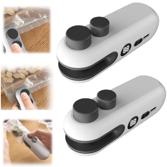 Mini Bag Sealer With Cutter and Magnet, 2026 Upgraded 2 in 1 Mini Bag Sealer, Handheld Rechargeable Bag Sealer, Portable Handheld Chip Bag Sealer for Snack Food(2PC)